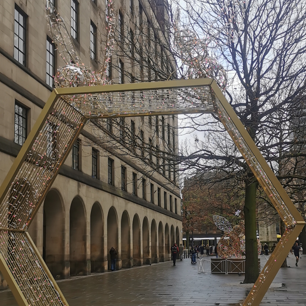 Christmas bees on hexagon in St Peter’s Square, 2025